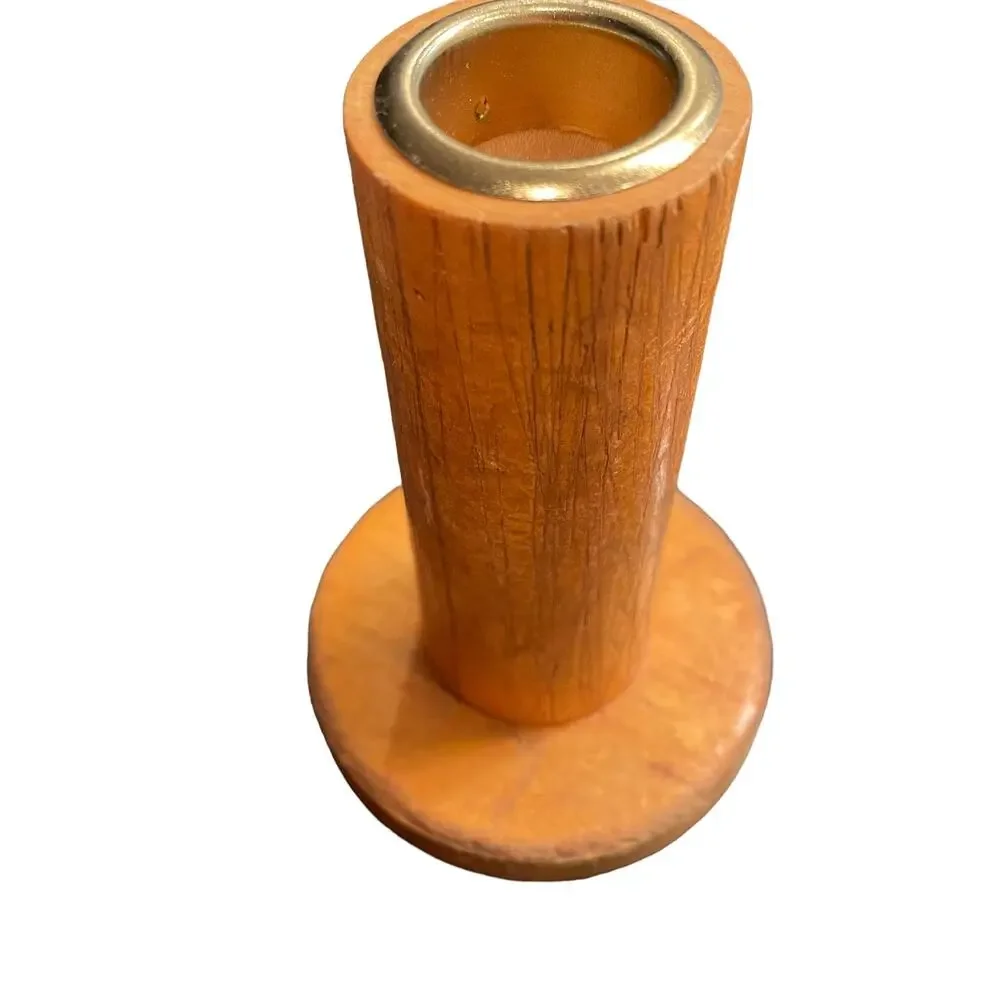 Antique Wood Spool Bobbin Candle Holder Industrial with Lock Vintage Primitive